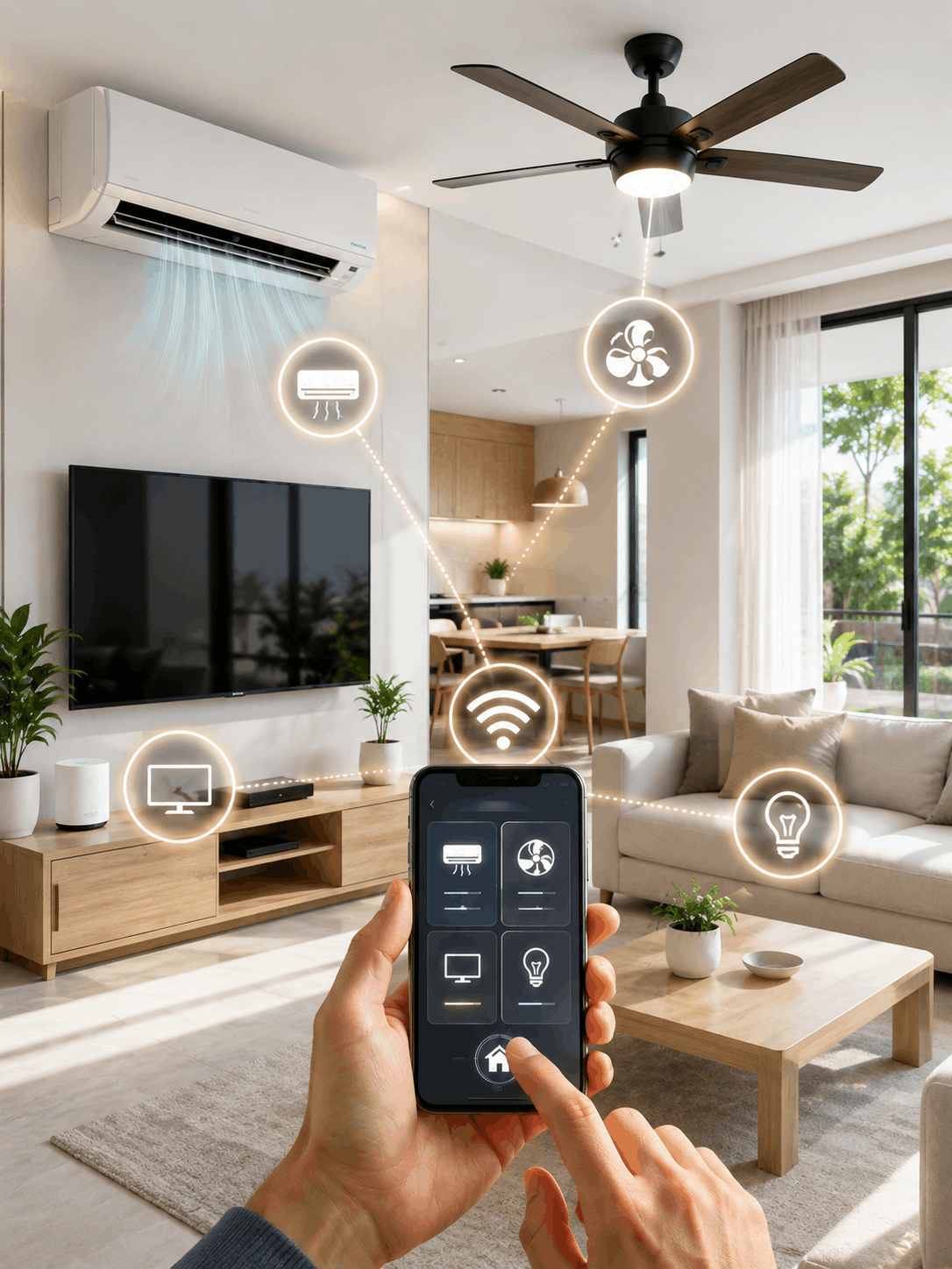 Hệ thống điều khiển TV, điều hòa, quạt thông minh